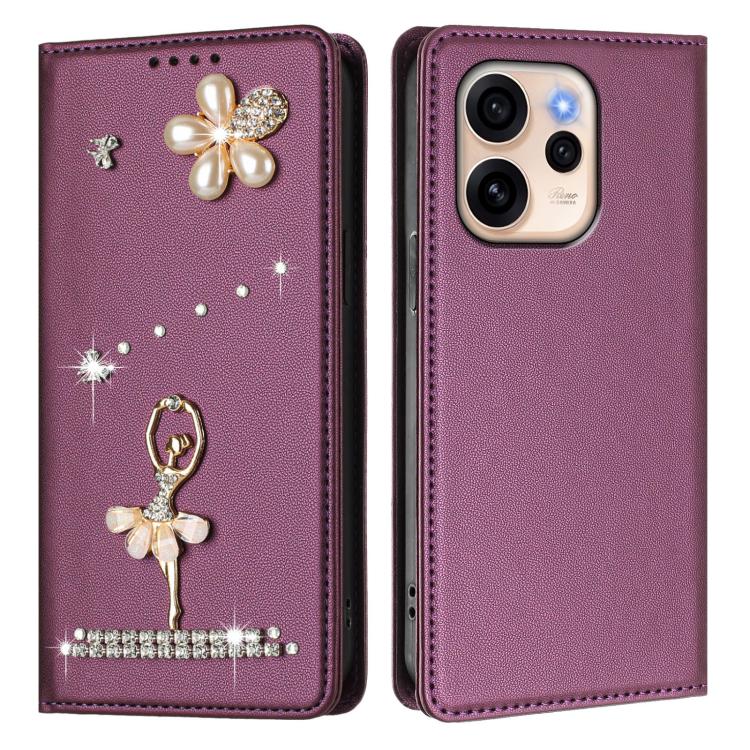 For OPPO Reno15 Pro 5G Global Ballet Girl Diamond Studded RFID Vegan Leather Phone Case