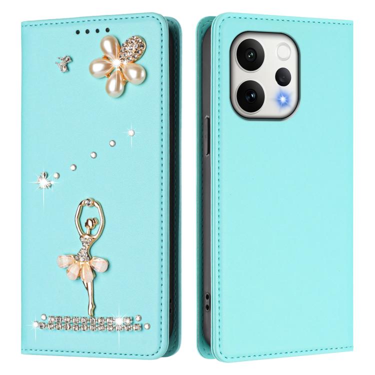 For OPPO Reno15 5G Global Ballet Girl Diamond Studded RFID Vegan Leather Phone Case
