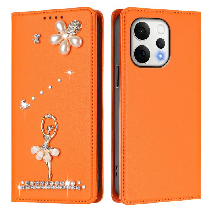For OPPO Reno15 5G Global Ballet Girl Diamond Studded RFID Vegan Leather Phone Case