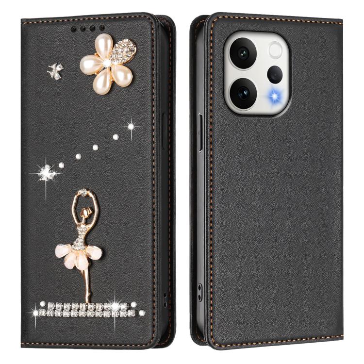 For OPPO Reno15 5G Global Ballet Girl Diamond Studded RFID Vegan Leather Phone Case