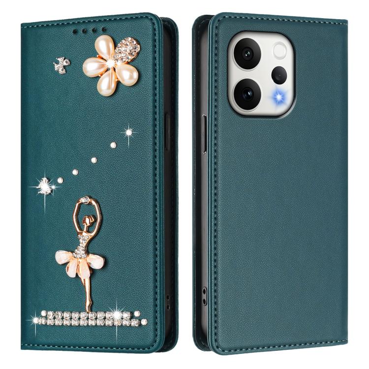 For OPPO Reno15 5G Global Ballet Girl Diamond Studded RFID Vegan Leather Phone Case