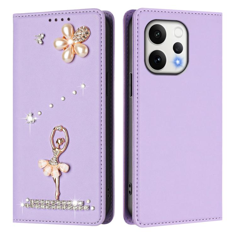 For OPPO Reno15 5G Global Ballet Girl Diamond Studded RFID Vegan Leather Phone Case