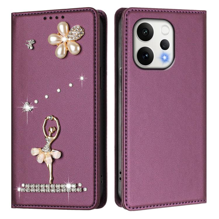 For OPPO Reno15 5G Global Ballet Girl Diamond Studded RFID Vegan Leather Phone Case