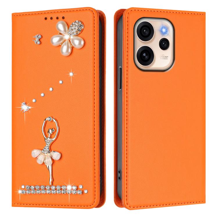 For OPPO Reno15 F Global Ballet Girl Diamond Studded RFID Vegan Leather Phone Case