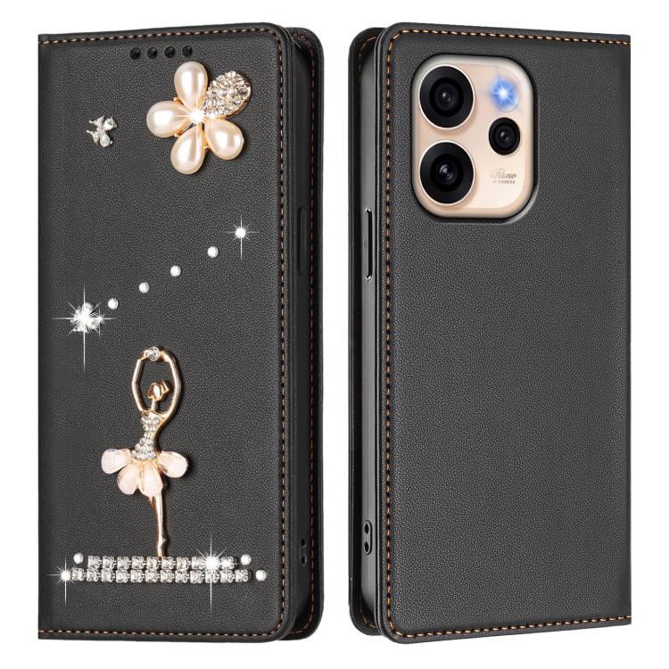 For OPPO Reno15 F Global Ballet Girl Diamond Studded RFID Vegan Leather Phone Case