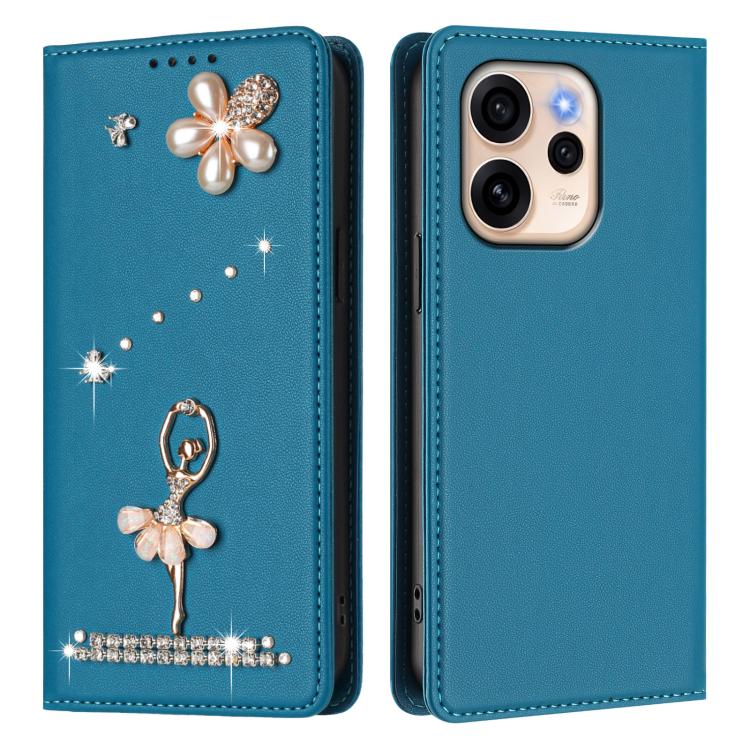For OPPO Reno15 F Global Ballet Girl Diamond Studded RFID Vegan Leather Phone Case
