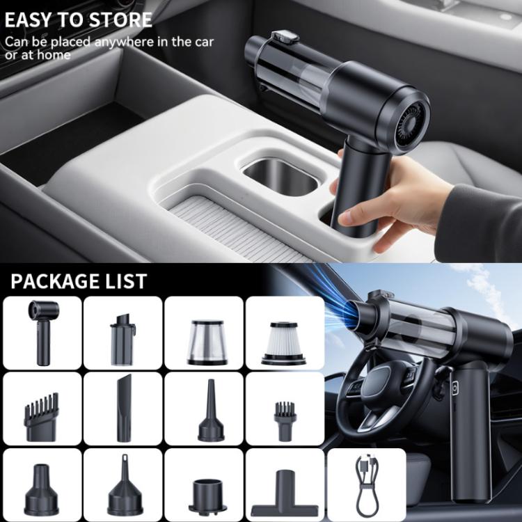 SUITU Handheld Wireless Charging Blow Suction Dual Use Car Vacuum Cleaner, Ordinary Dustbin - Black Gray