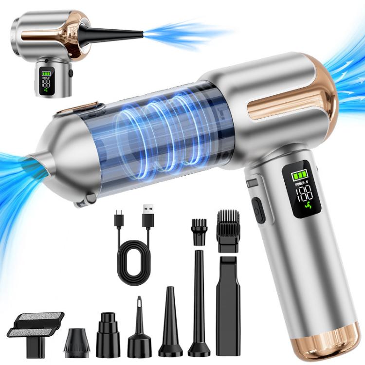 SUITU Digital Display Handheld Blow Suction Combo Car Vacuum Cleaner, One Touch Dustbin Emptying - Champagne Gold