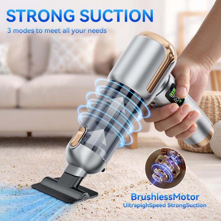SUITU Digital Display Handheld Blow Suction Combo Car Vacuum Cleaner, Extended Dustbin - Champagne Gold