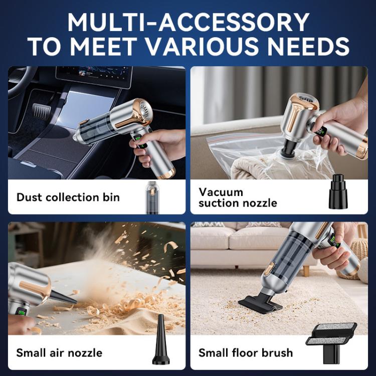 SUITU Digital Display Handheld Blow Suction Combo Car Vacuum Cleaner, Extended Dustbin - Champagne Gold