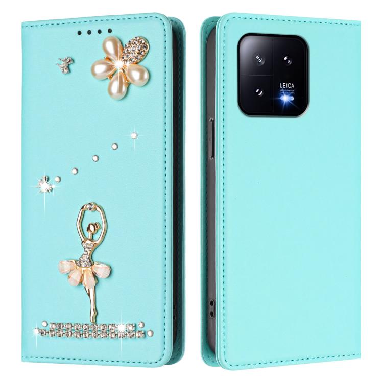 For Xiaomi 13 5G Ballet Girl Diamond Studded RFID Vegan Leather Phone Case
