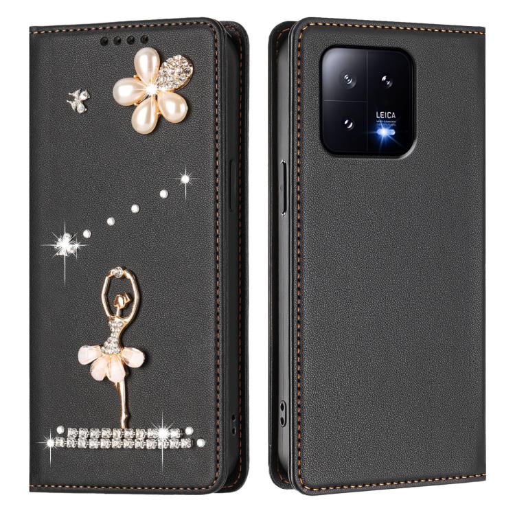 For Xiaomi 13 5G Ballet Girl Diamond Studded RFID Vegan Leather Phone Case