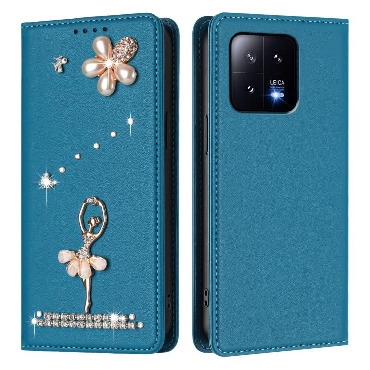 For Xiaomi 13 5G Ballet Girl Diamond Studded RFID Vegan Leather Phone Case