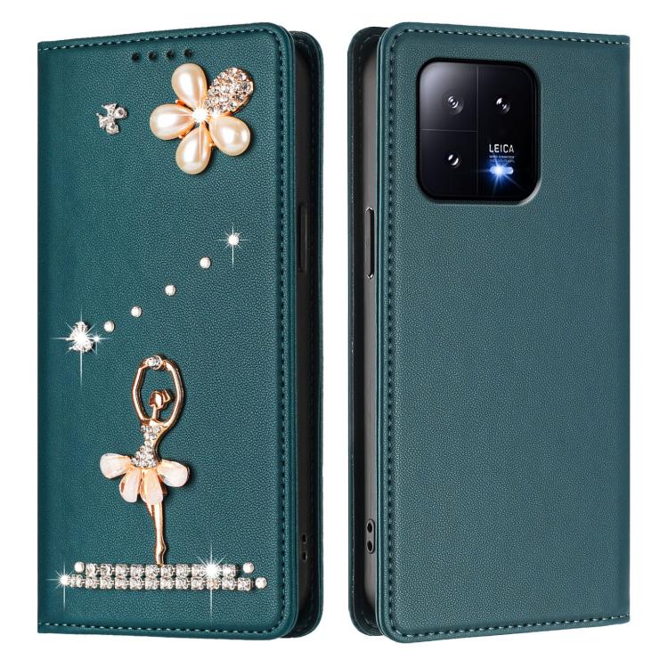 For Xiaomi 13 5G Ballet Girl Diamond Studded RFID Vegan Leather Phone Case