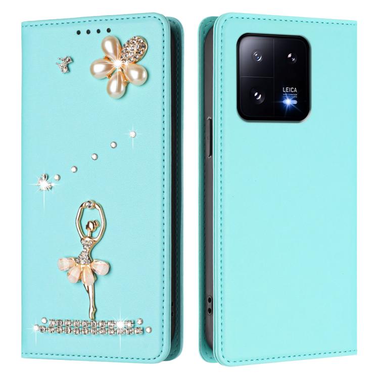 For Xiaomi 13 Pro 5G Ballet Girl Diamond Studded RFID Vegan Leather Phone Case
