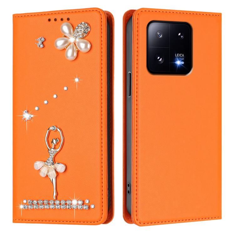For Xiaomi 13 Pro 5G Ballet Girl Diamond Studded RFID Vegan Leather Phone Case