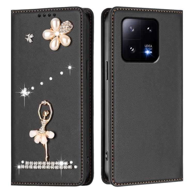 For Xiaomi 13 Pro 5G Ballet Girl Diamond Studded RFID Vegan Leather Phone Case