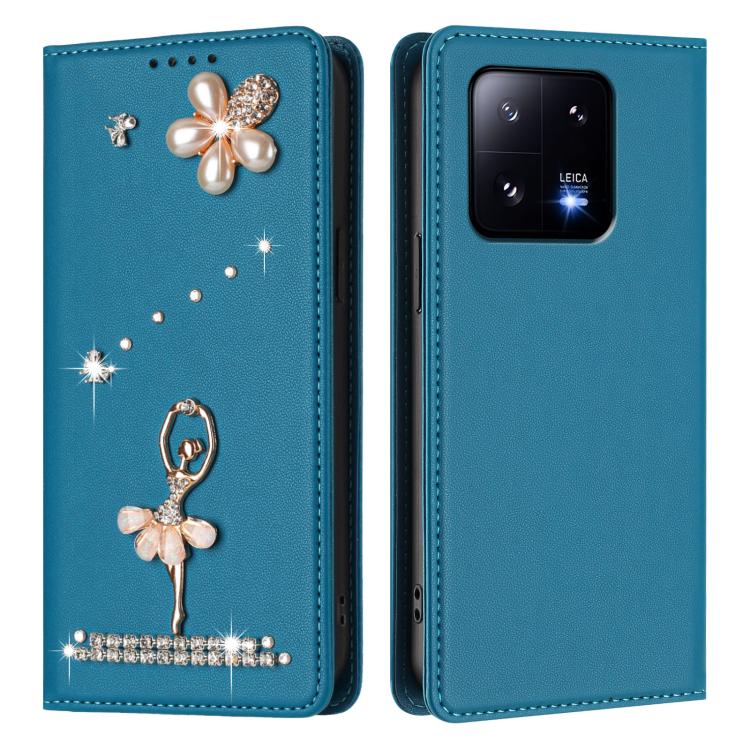 For Xiaomi 13 Pro 5G Ballet Girl Diamond Studded RFID Vegan Leather Phone Case