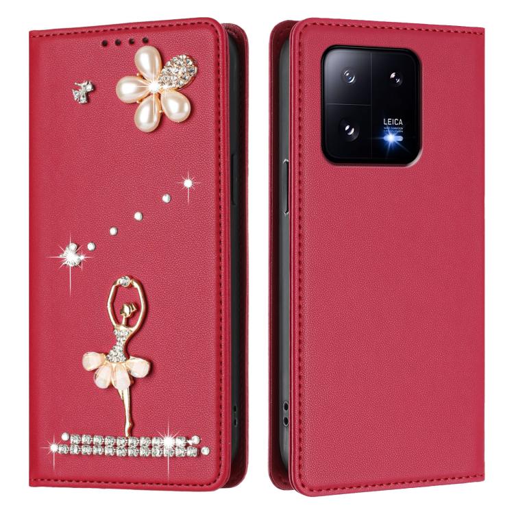 For Xiaomi 13 Pro 5G Ballet Girl Diamond Studded RFID Vegan Leather Phone Case