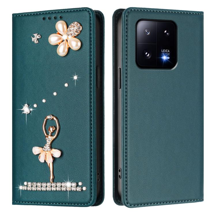 For Xiaomi 13 Pro 5G Ballet Girl Diamond Studded RFID Vegan Leather Phone Case