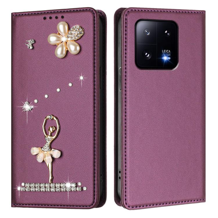 For Xiaomi 13 Pro 5G Ballet Girl Diamond Studded RFID Vegan Leather Phone Case