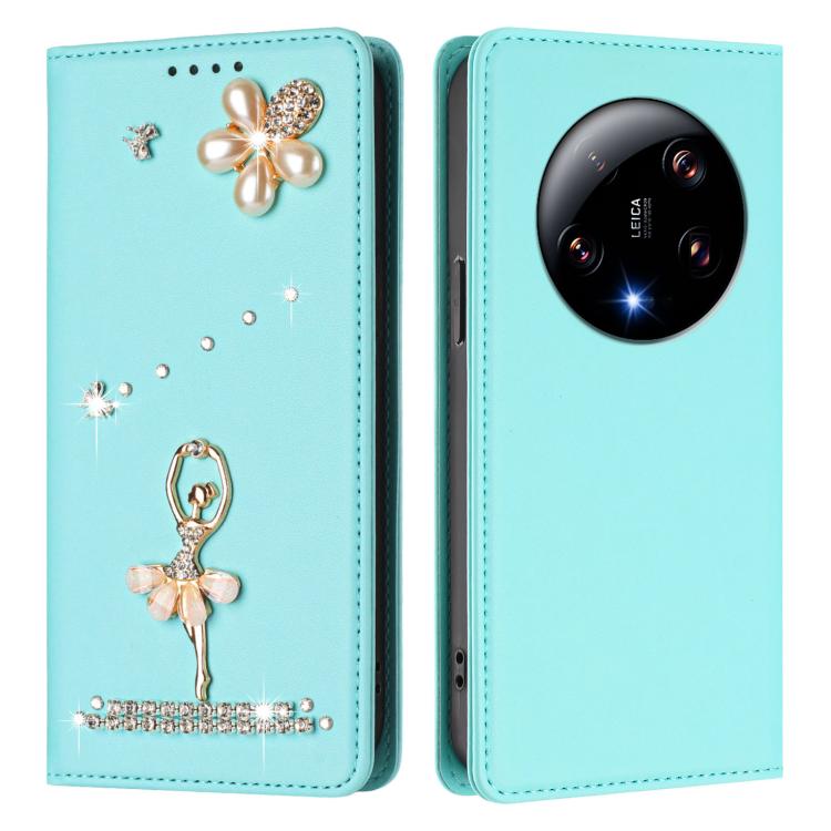 For Xiaomi 13 Ultra 5G Ballet Girl Diamond Studded RFID Vegan Leather Phone Case