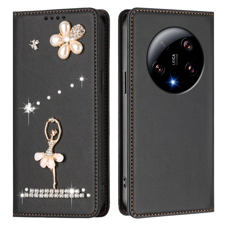 For Xiaomi 13 Ultra 5G Ballet Girl Diamond Studded RFID Vegan Leather Phone Case