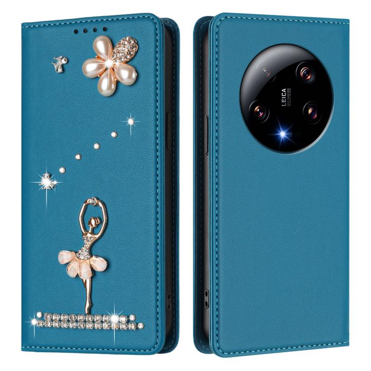 For Xiaomi 13 Ultra 5G Ballet Girl Diamond Studded RFID Vegan Leather Phone Case