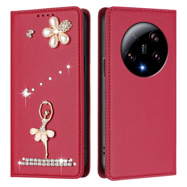 For Xiaomi 13 Ultra 5G Ballet Girl Diamond Studded RFID Vegan Leather Phone Case