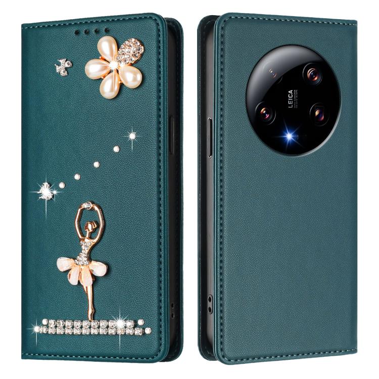 For Xiaomi 13 Ultra 5G Ballet Girl Diamond Studded RFID Vegan Leather Phone Case