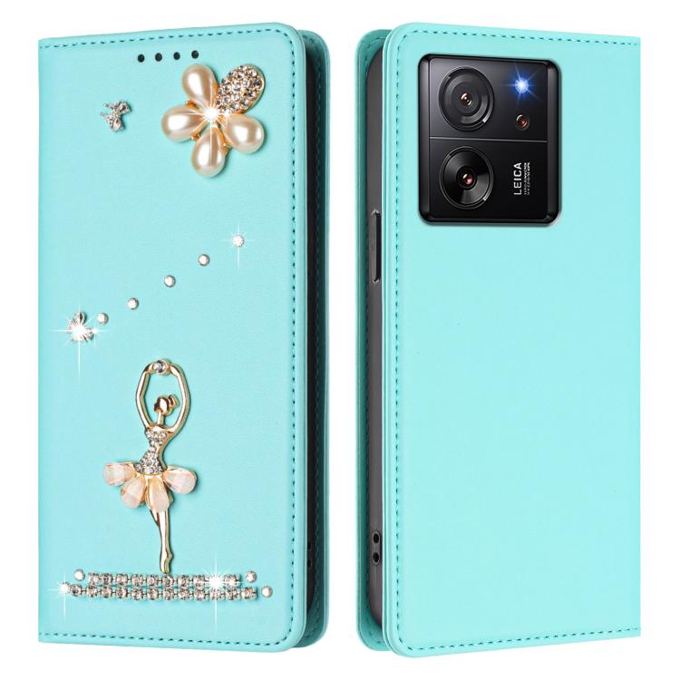 For Xiaomi 13T / 13T Pro 5G Ballet Girl Diamond Studded RFID Vegan Leather Phone Case