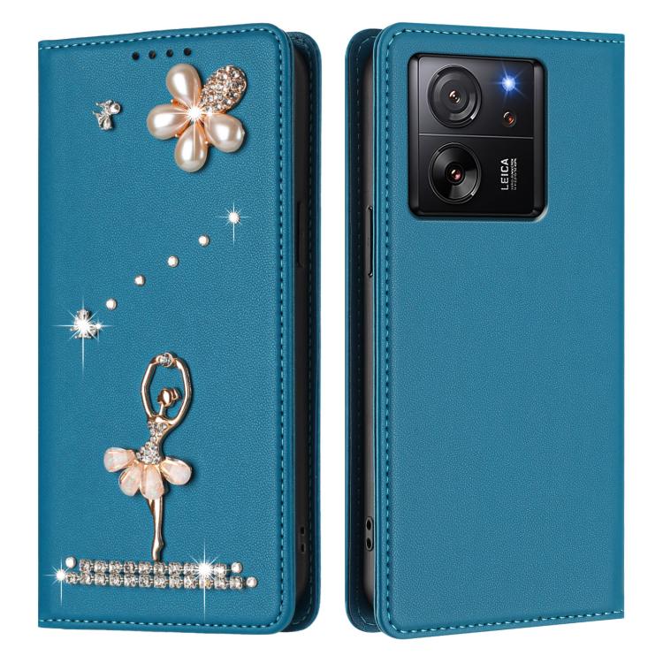 For Xiaomi 13T / 13T Pro 5G Ballet Girl Diamond Studded RFID Vegan Leather Phone Case