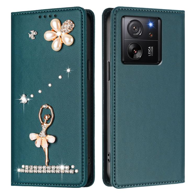 For Xiaomi 13T / 13T Pro 5G Ballet Girl Diamond Studded RFID Vegan Leather Phone Case