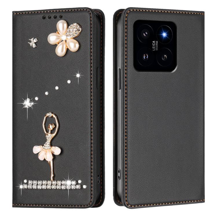 For Xiaomi 14 5G Ballet Girl Diamond Studded RFID Vegan Leather Phone Case