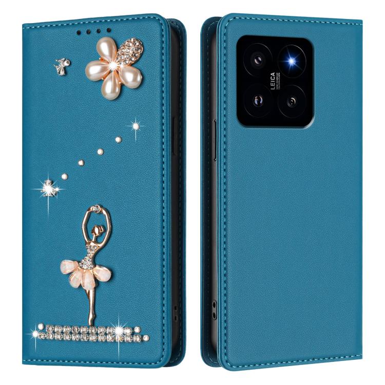 For Xiaomi 14 5G Ballet Girl Diamond Studded RFID Vegan Leather Phone Case