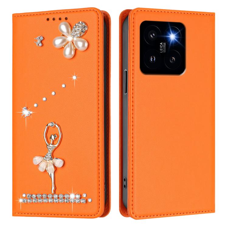 For Xiaomi 14 Pro 5G Ballet Girl Diamond Studded RFID Vegan Leather Phone Case