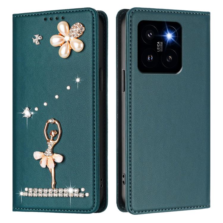 For Xiaomi 14 Pro 5G Ballet Girl Diamond Studded RFID Vegan Leather Phone Case