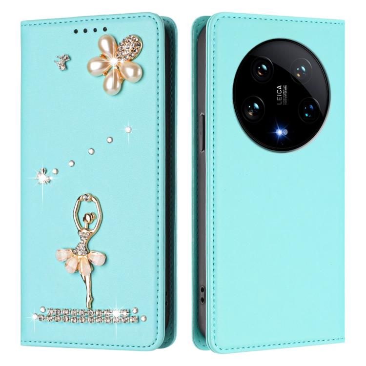 For Xiaomi 14 Ultra 5G Ballet Girl Diamond Studded RFID Vegan Leather Phone Case