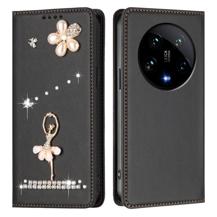 For Xiaomi 14 Ultra 5G Ballet Girl Diamond Studded RFID Vegan Leather Phone Case