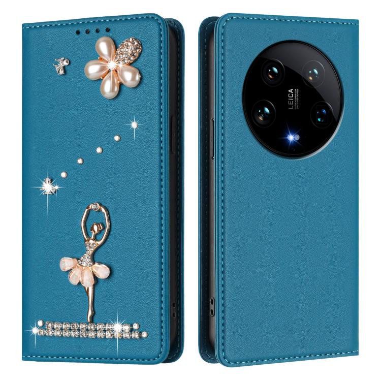 For Xiaomi 14 Ultra 5G Ballet Girl Diamond Studded RFID Vegan Leather Phone Case