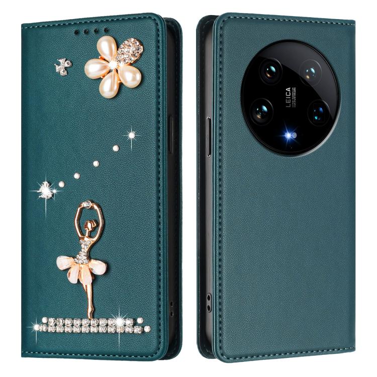 For Xiaomi 14 Ultra 5G Ballet Girl Diamond Studded RFID Vegan Leather Phone Case
