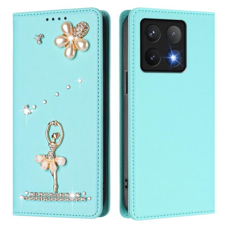For Xiaomi 14T 5G Ballet Girl Diamond Studded RFID Vegan Leather Phone Case