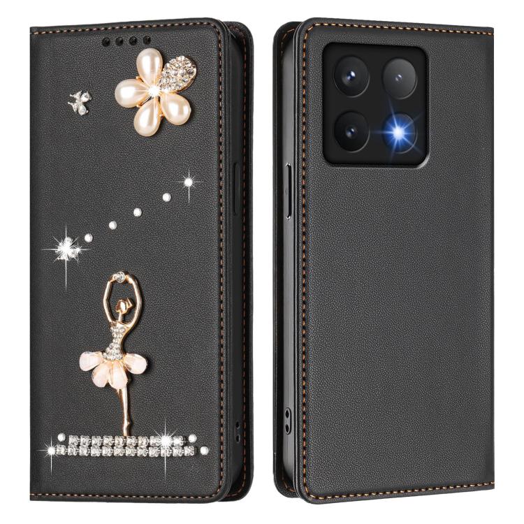 For Xiaomi 14T 5G Ballet Girl Diamond Studded RFID Vegan Leather Phone Case
