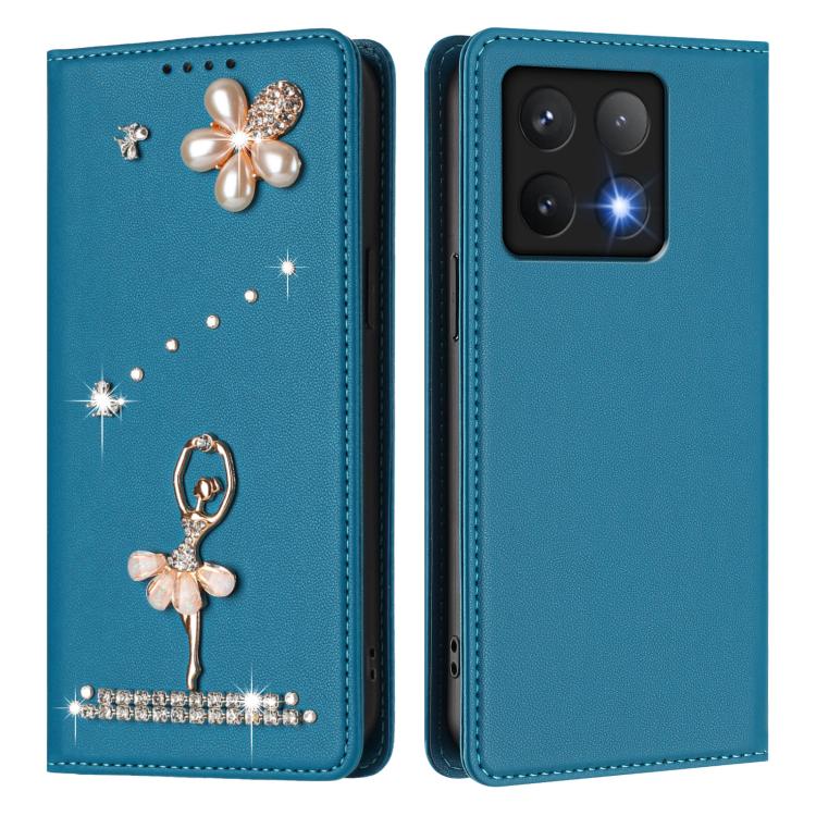 For Xiaomi 14T 5G Ballet Girl Diamond Studded RFID Vegan Leather Phone Case