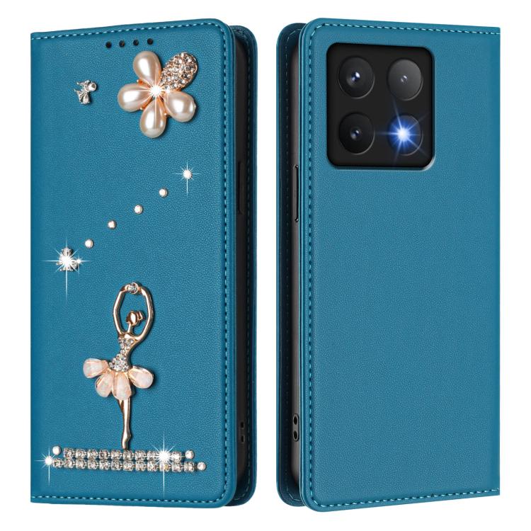 For Xiaomi 14T Pro 5G Ballet Girl Diamond Studded RFID Vegan Leather Phone Case