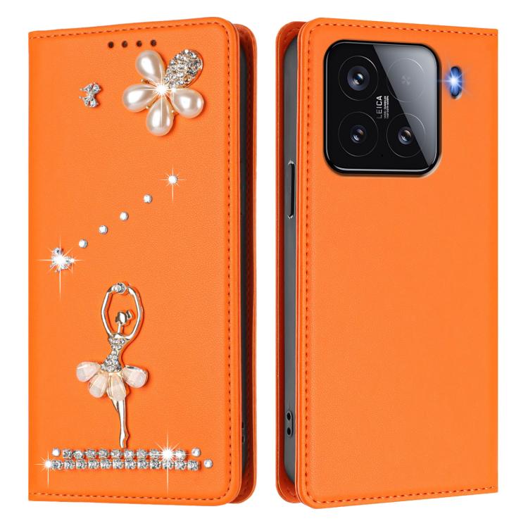 For Xiaomi 15 5G Ballet Girl Diamond Studded RFID Vegan Leather Phone Case