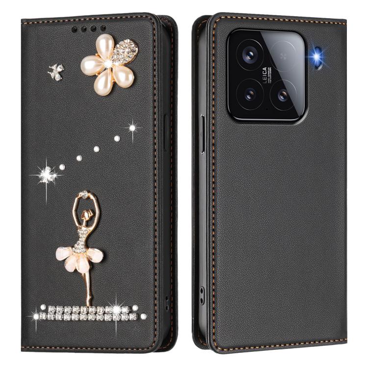 For Xiaomi 15 5G Ballet Girl Diamond Studded RFID Vegan Leather Phone Case