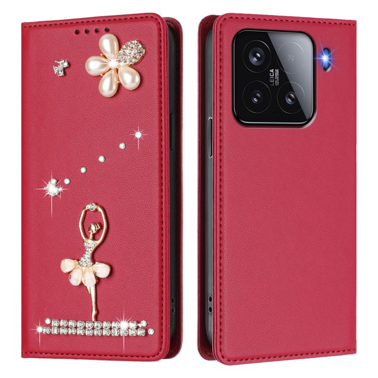For Xiaomi 15 5G Ballet Girl Diamond Studded RFID Vegan Leather Phone Case