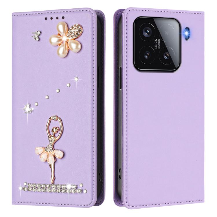 For Xiaomi 15 5G Ballet Girl Diamond Studded RFID Vegan Leather Phone Case