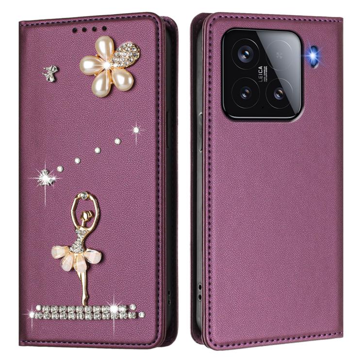 For Xiaomi 15 5G Ballet Girl Diamond Studded RFID Vegan Leather Phone Case